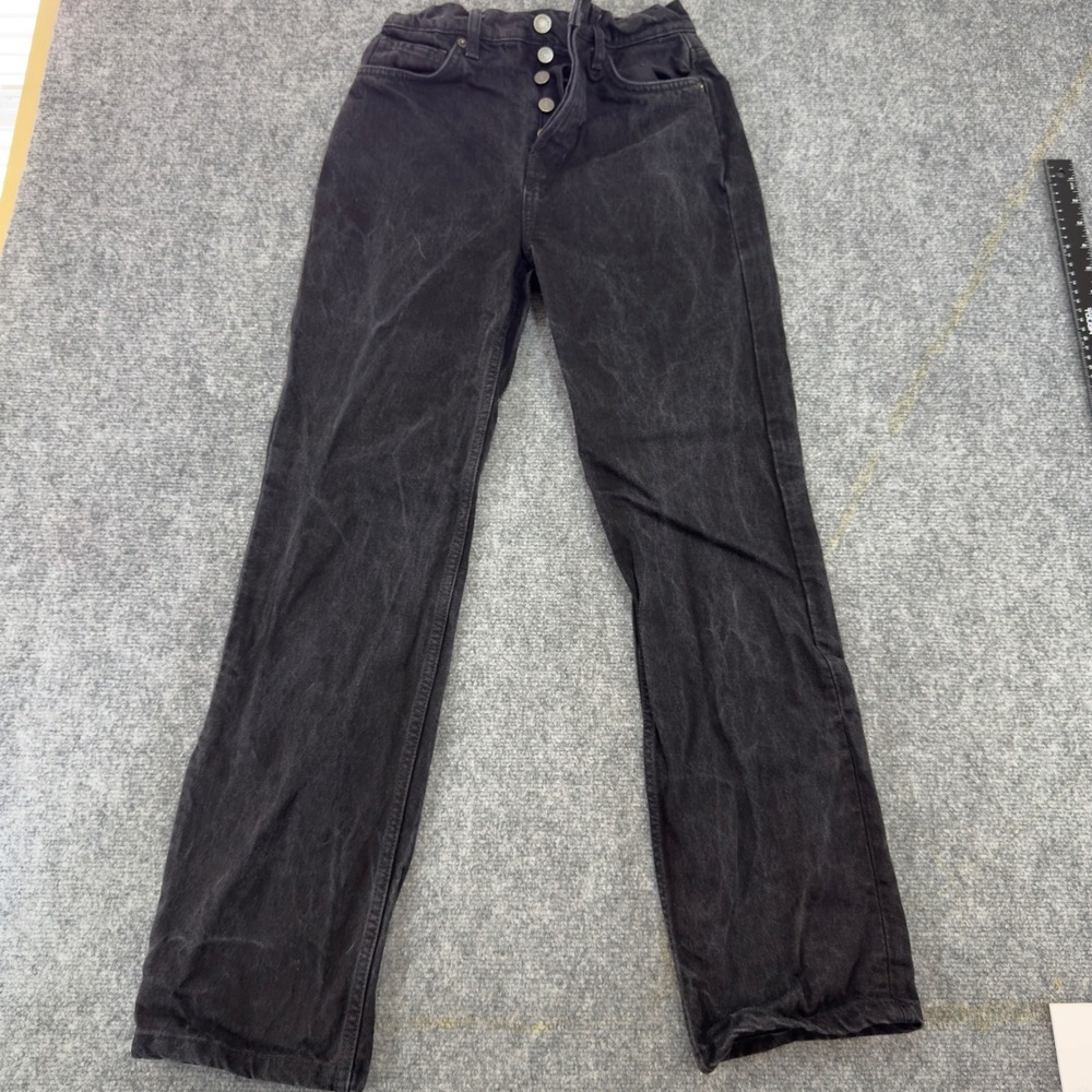 Reformation Camille Rowe Mid Rise Relaxed Straight Jeans Black Size 24